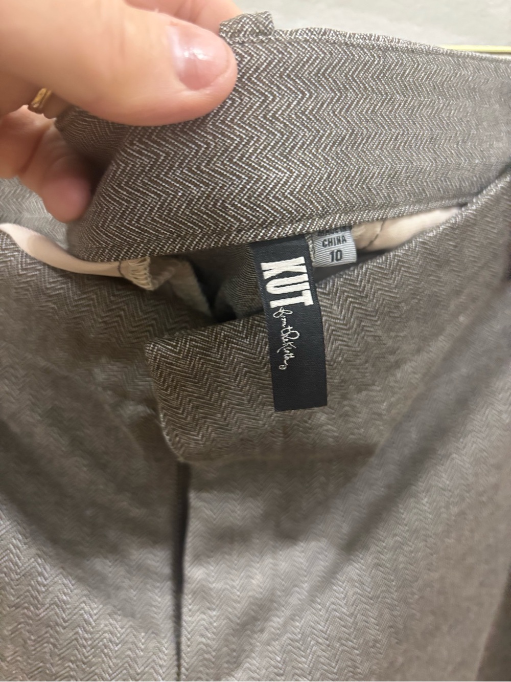 Kut from the Kloth herringbone  Gray Dress Pants - Tailored Straight Leg - Picture 2 of 4